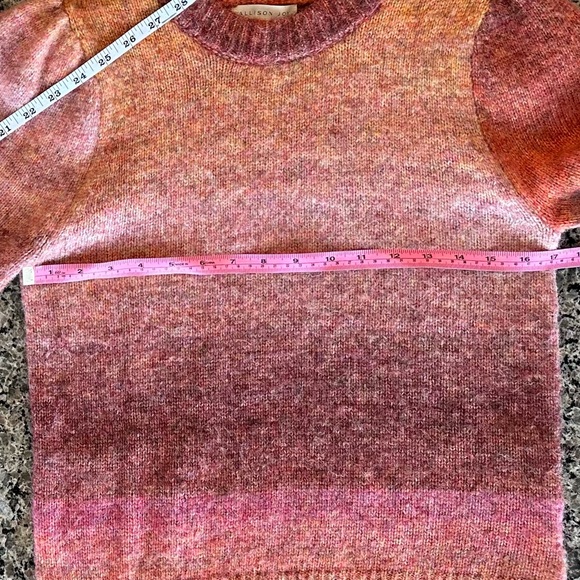 Alison Joy Kayla Puff Sleeve Pullover sweater pink orange ombré size XS - Picture 12 of 14